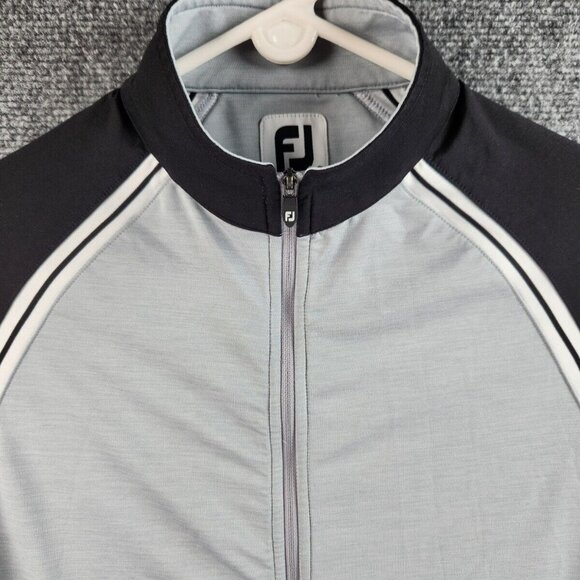 Footjoy Stretch Jacket Women Small Full Zip Golf Long Sleeve Gray Black Athletic - Picture 2 of 16